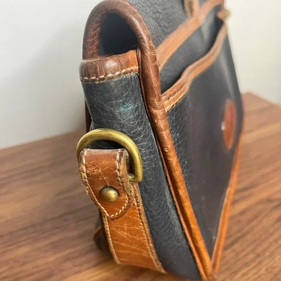 Vintage DOONEY & BOURKE Black All Weather Leather Purse Bag Equestrian NO STRAP - Picture 5 of 10